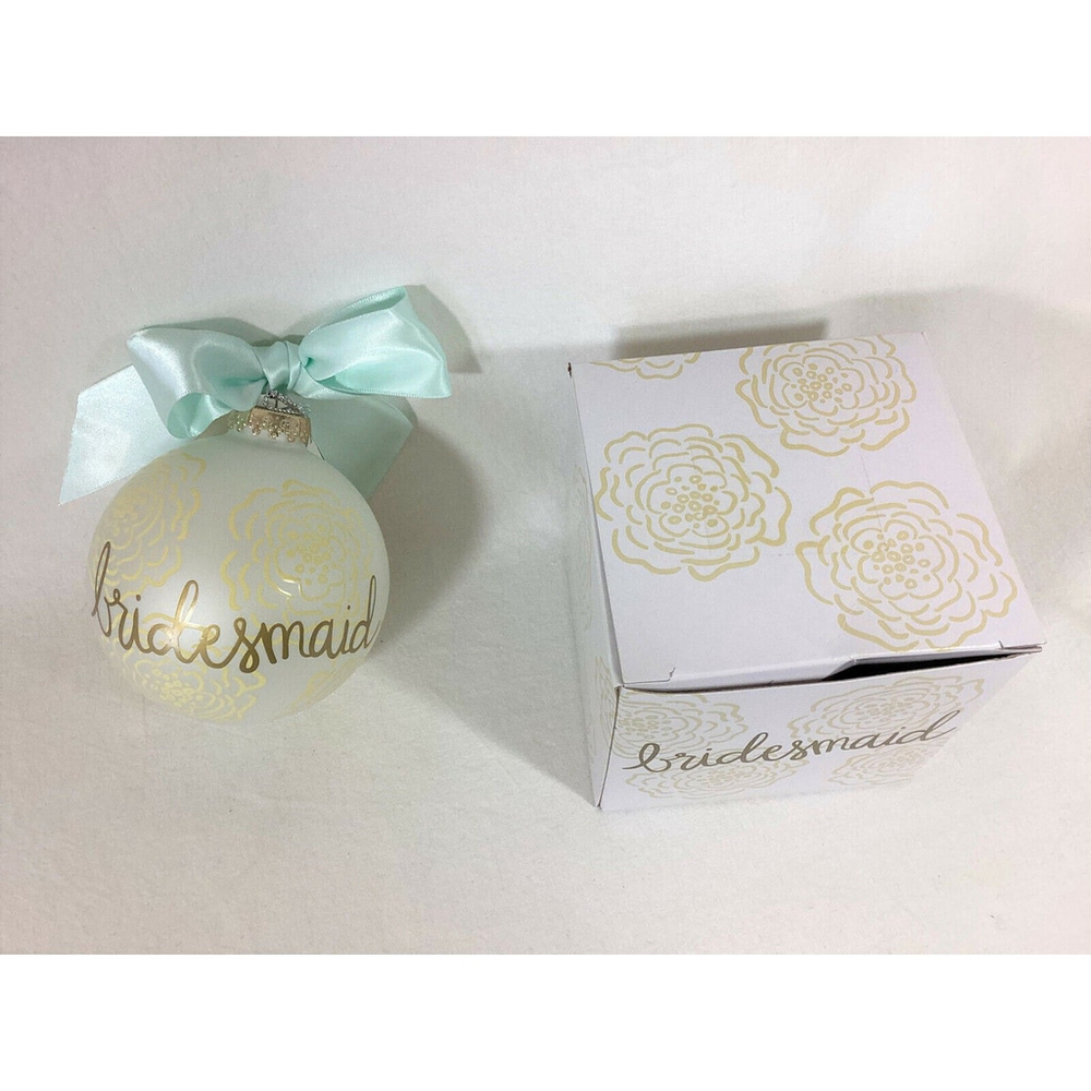 NIB Coton Colors Floral Glass Bridesmaid Wedding Ornament by Laura Johnson